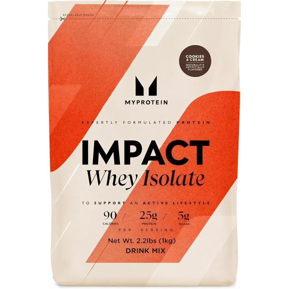 imageMyprotein Impact Whey Protein Isolate 22 Lbs 40 Servings Salted Caramel 25g Protein amp 6g BCAA Per Serving GlutenFree Shake for Muscle Strength amp RecoveryCookies and Cream