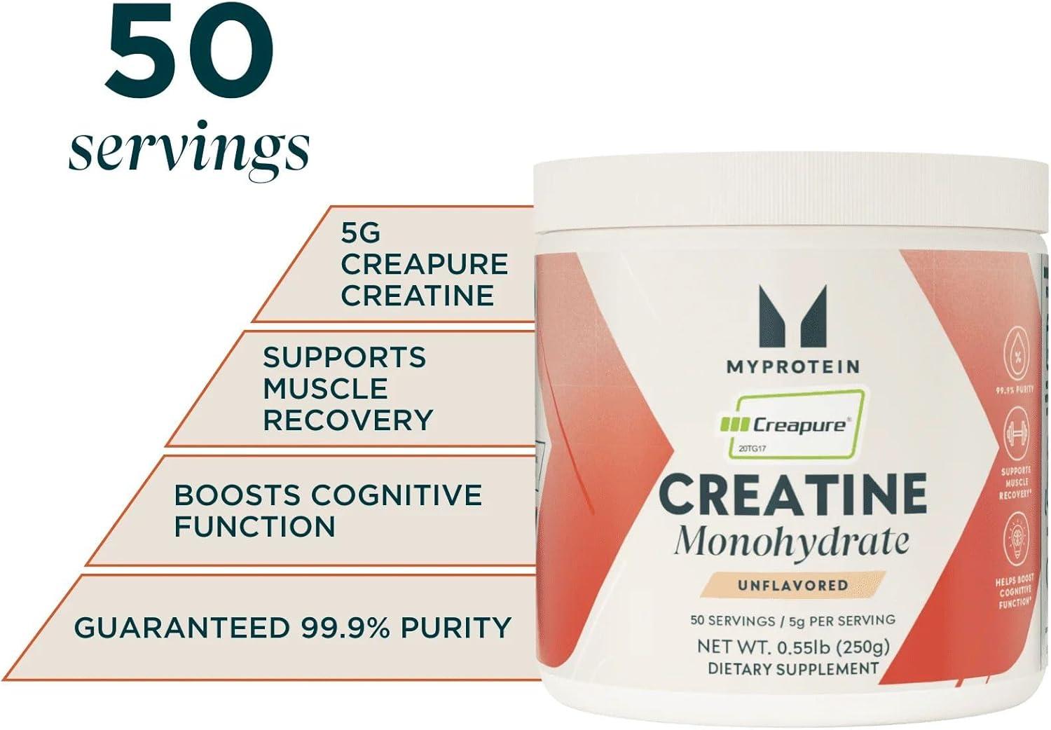 imageMyprotein Creapure Creatine Monohydrate Powder 055 lbs 50 Servings Pure Unflavored Creatine Powder PostPre Workout Supplement for All Sports amp Exercises