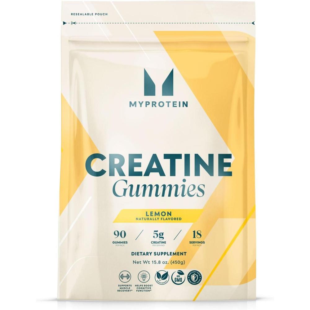 imageMyprotein Creatine Gummies 5g Creatine Monohydrate per Serving Peach 90 Count 18 Servings Chewable PostPre Workout Strength amp Recovery Sports Nutrition Supplement Vegan NonGMOLemon