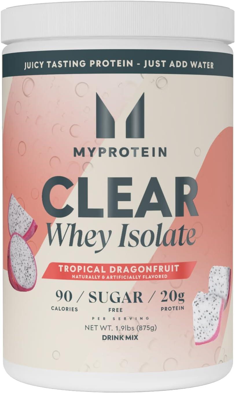 imageMyprotein Clear Whey Isolate Protein Powder 20 Servings 11lbs Blue Raspberry 20g Protein per Serving Naturally Flavored Drink Mix Daily Protein Intake for Superior PerformanceTropical Dragonfruit