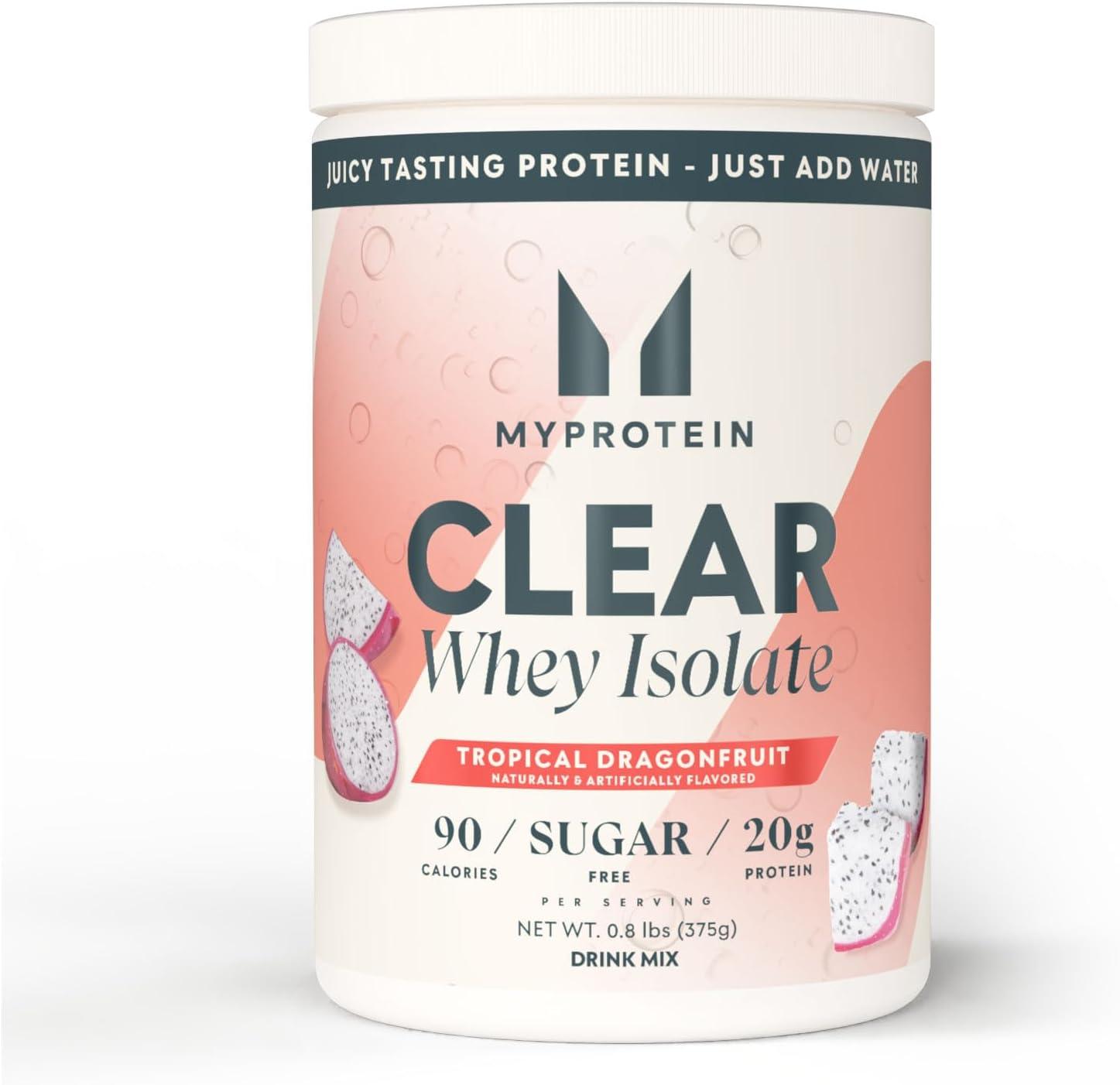 imageMyprotein Clear Whey Isolate Protein Powder 20 Servings 11lbs Blue Raspberry 20g Protein per Serving Naturally Flavored Drink Mix Daily Protein Intake for Superior PerformanceTropical Dragonfruit