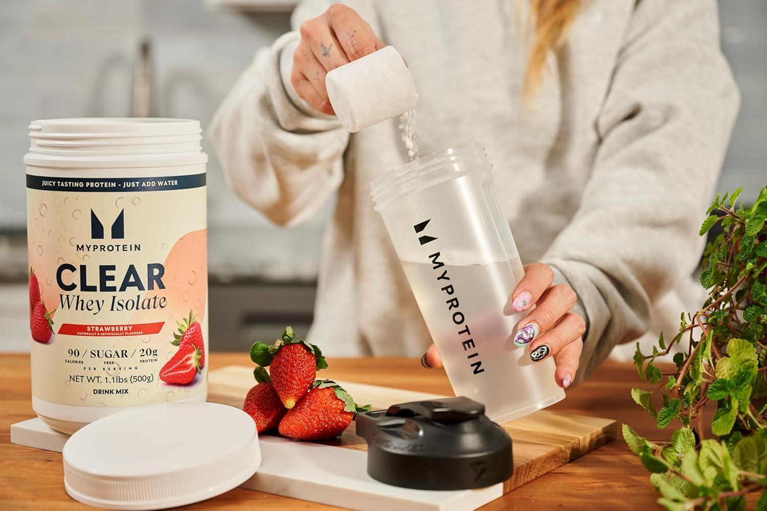 imageMyprotein Clear Whey Isolate Protein Powder 20 Servings 11lbs Blue Raspberry 20g Protein per Serving Naturally Flavored Drink Mix Daily Protein Intake for Superior PerformanceStrawberry
