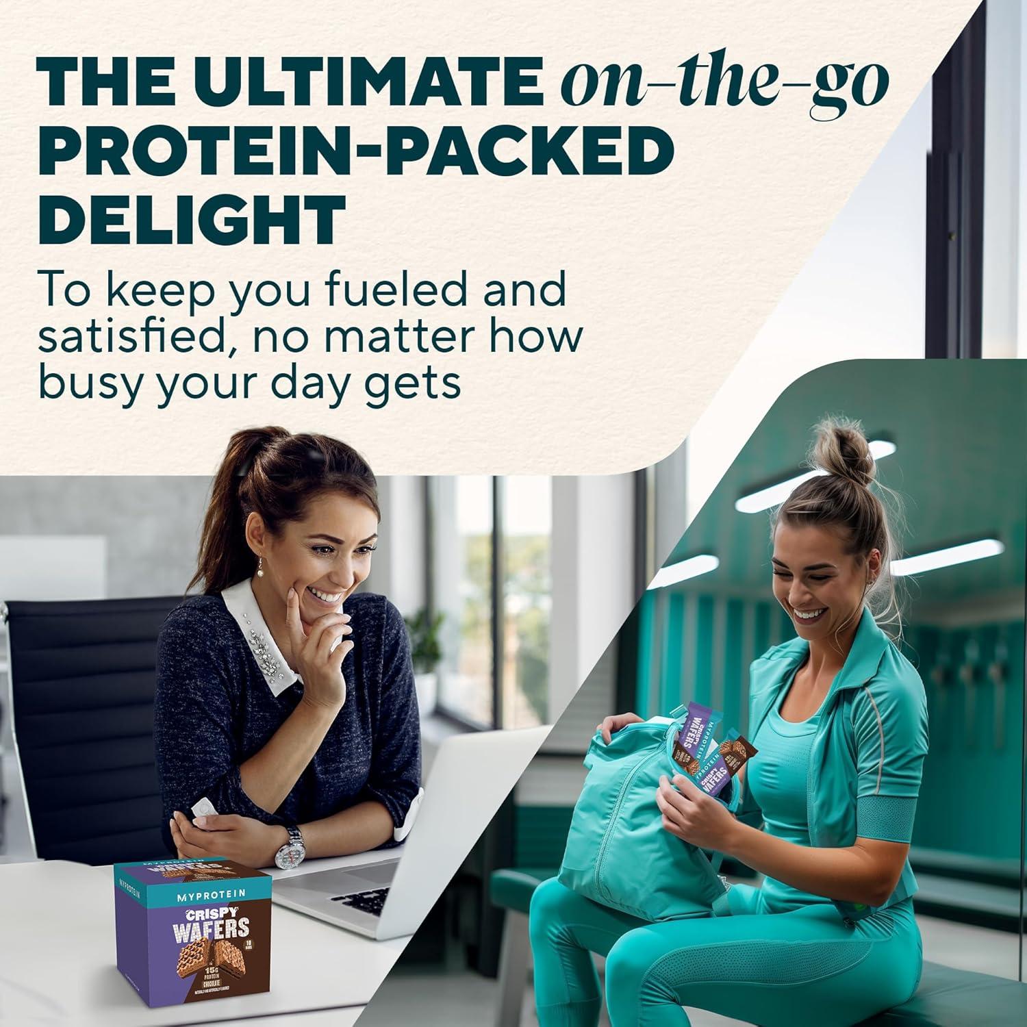 imageMyprotein Crispy Protein Wafers 15g Protein Box of 10 Chocolate High Protein Snack Bar Milk amp Whey Isolate Low SugarChocolate