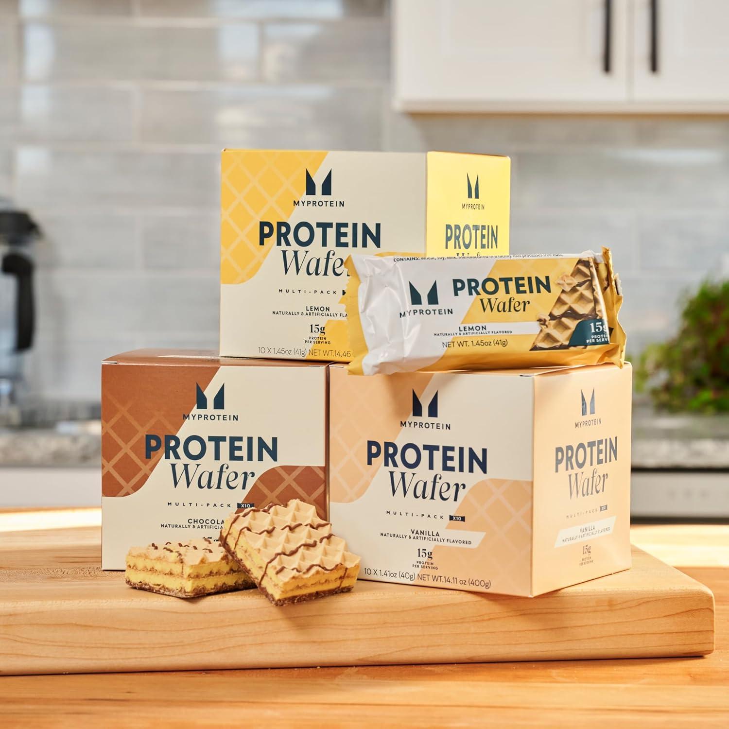 imageMyprotein Crispy Protein Wafers 15g Protein Box of 10 Chocolate High Protein Snack Bar Milk amp Whey Isolate Low SugarChocolate