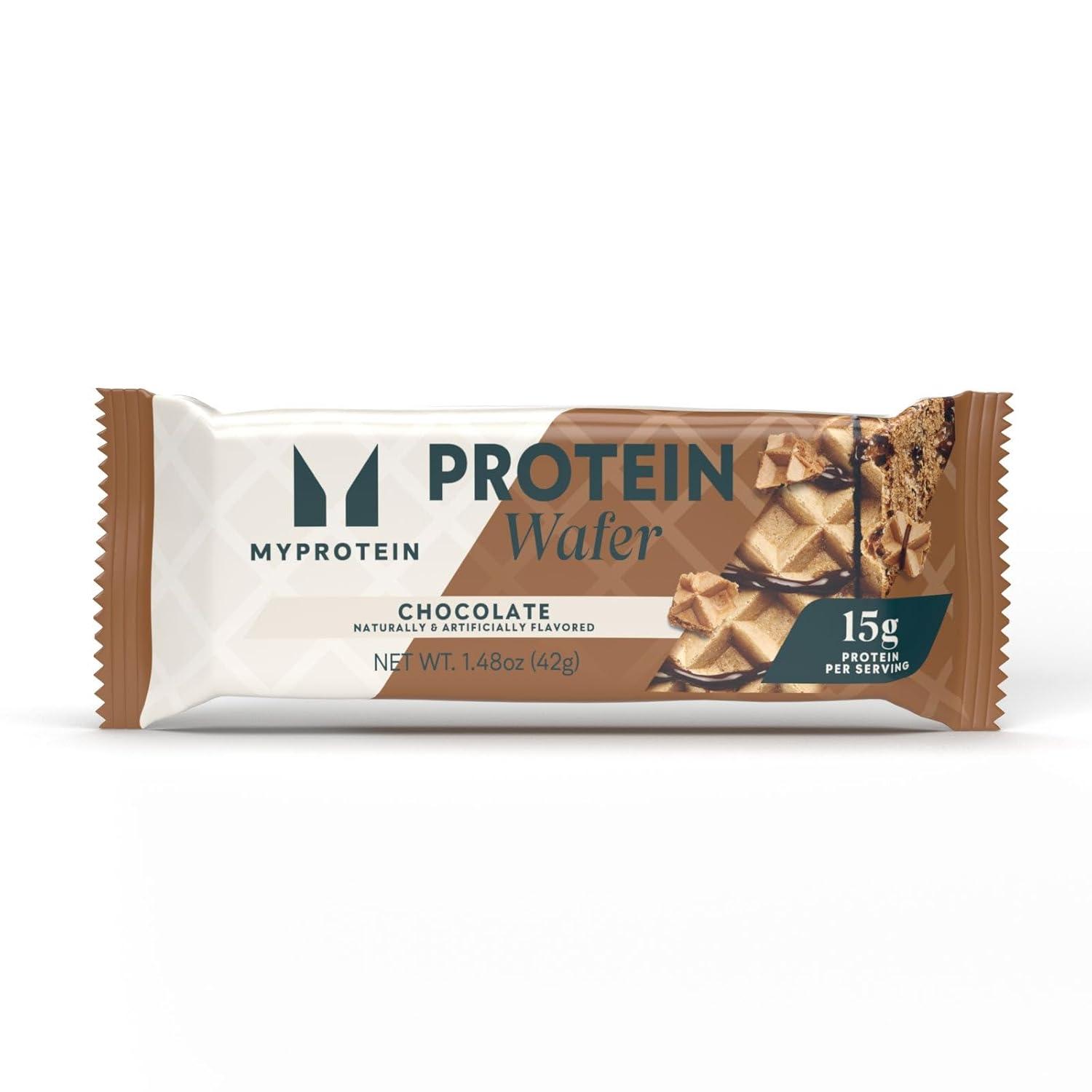 imageMyprotein Crispy Protein Wafers 15g Protein Box of 10 Chocolate High Protein Snack Bar Milk amp Whey Isolate Low SugarChocolate