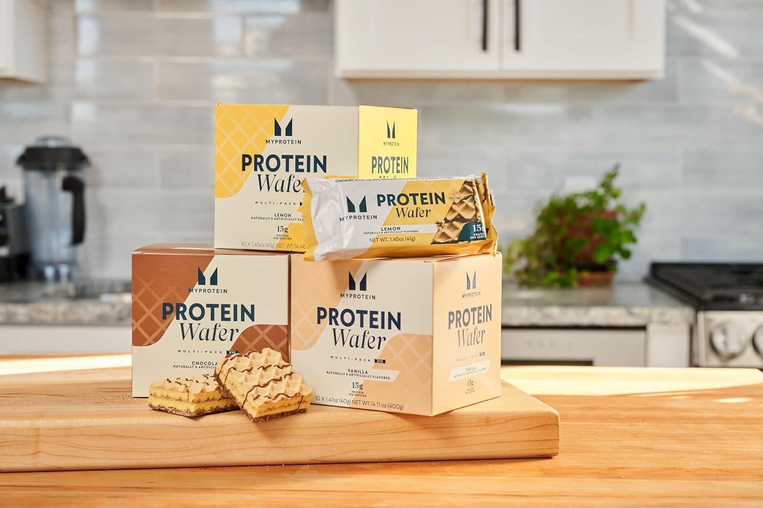 imageMyprotein Crispy Protein Wafers 15g Protein Box of 10 Chocolate High Protein Snack Bar Milk amp Whey Isolate Low SugarChocolate
