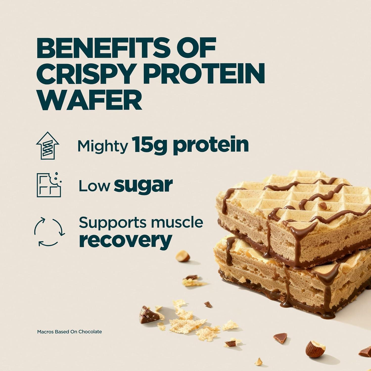 imageMyprotein Crispy Protein Wafers 15g Protein Box of 10 Chocolate High Protein Snack Bar Milk amp Whey Isolate Low SugarChocolate Hazelnut