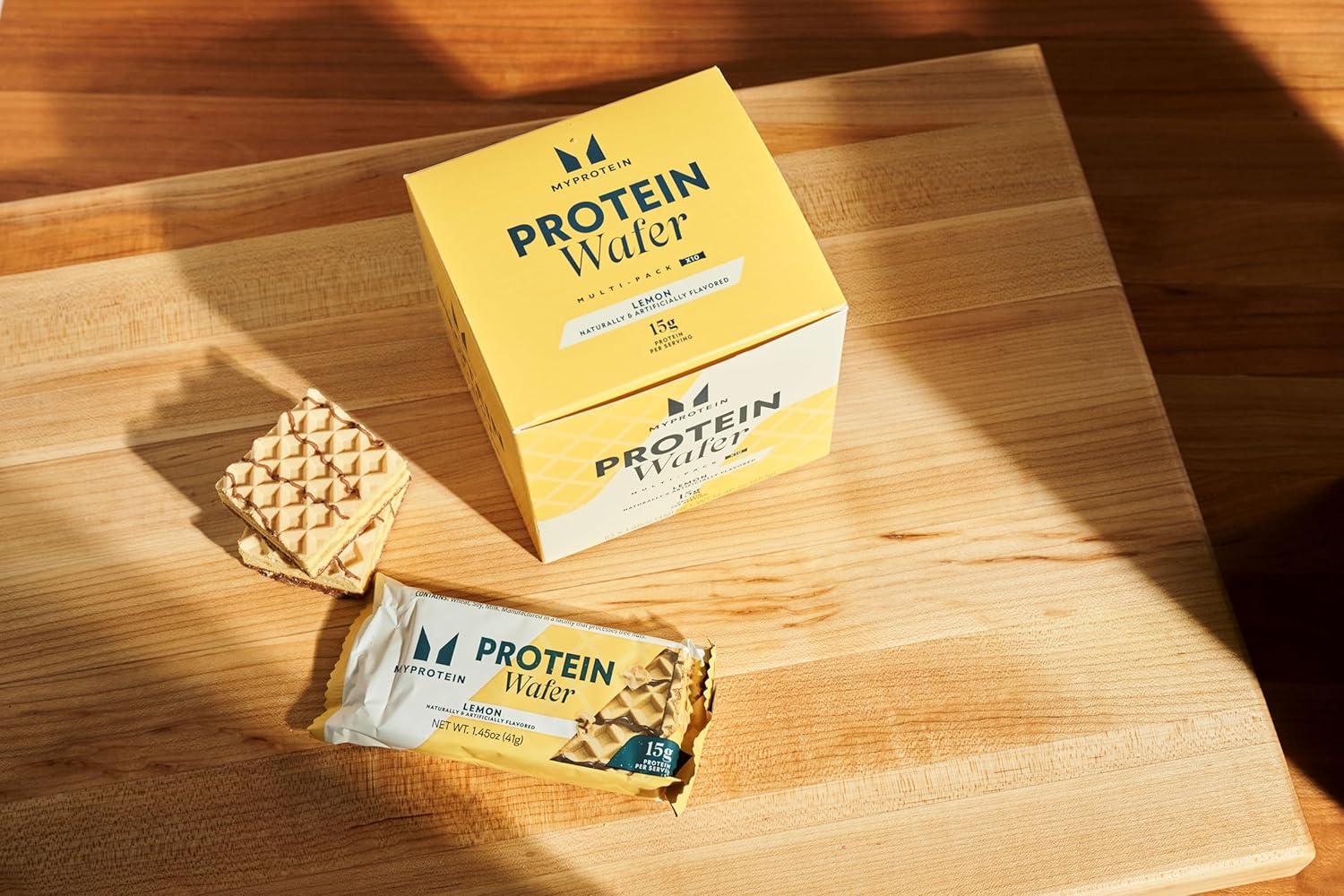 imageMyprotein Crispy Protein Wafers 15g Protein Box of 10 Chocolate High Protein Snack Bar Milk amp Whey Isolate Low SugarLemon