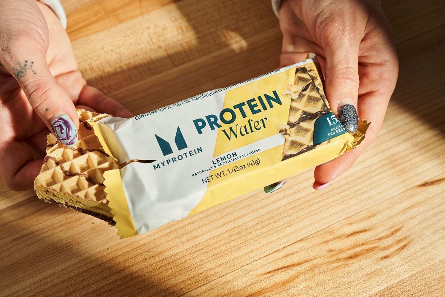 imageMyprotein Crispy Protein Wafers 15g Protein Box of 10 Chocolate High Protein Snack Bar Milk amp Whey Isolate Low SugarLemon