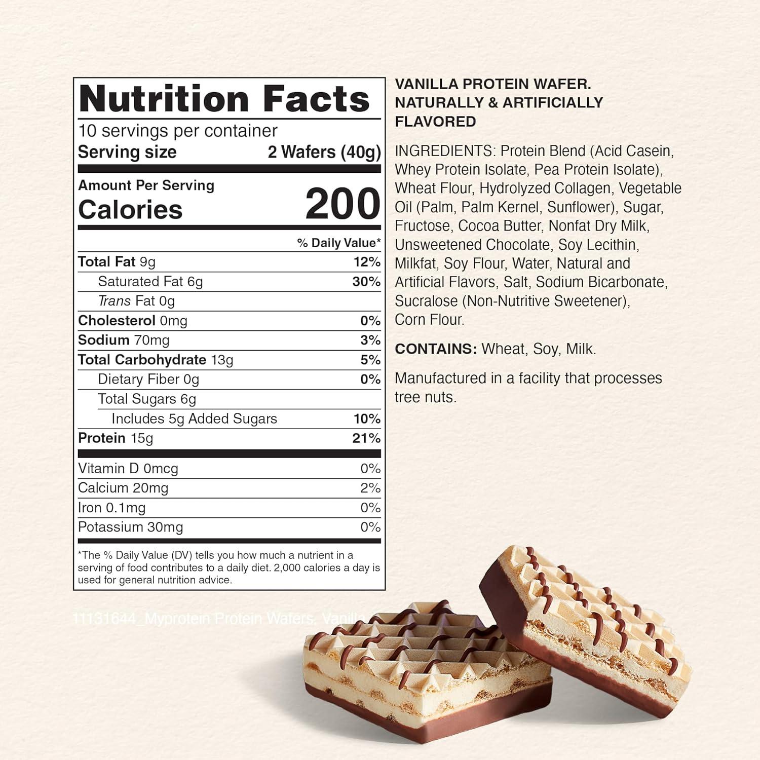 imageMyprotein Crispy Protein Wafers 15g Protein Box of 10 Chocolate High Protein Snack Bar Milk amp Whey Isolate Low SugarVanilla