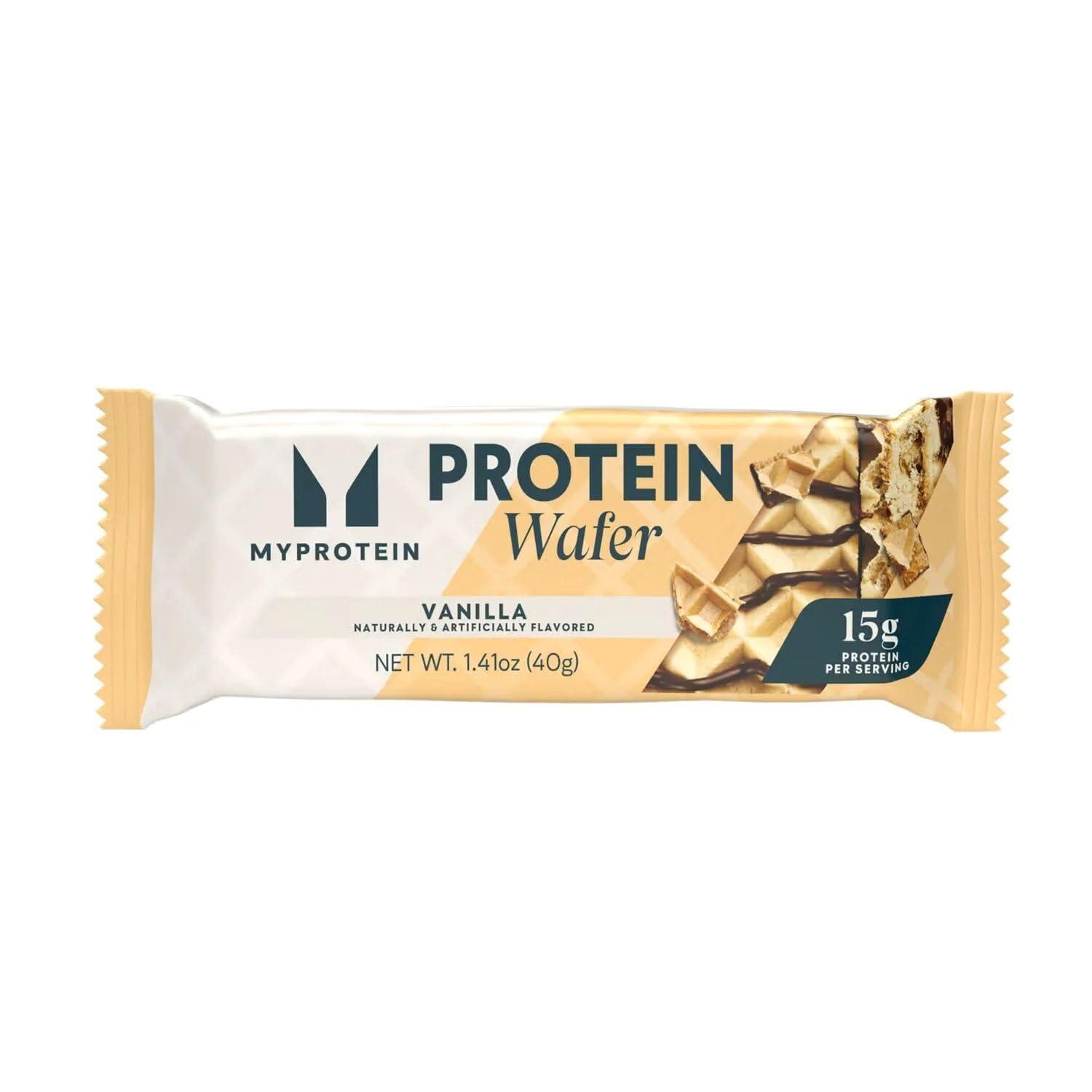 imageMyprotein Crispy Protein Wafers 15g Protein Box of 10 Chocolate High Protein Snack Bar Milk amp Whey Isolate Low SugarVanilla
