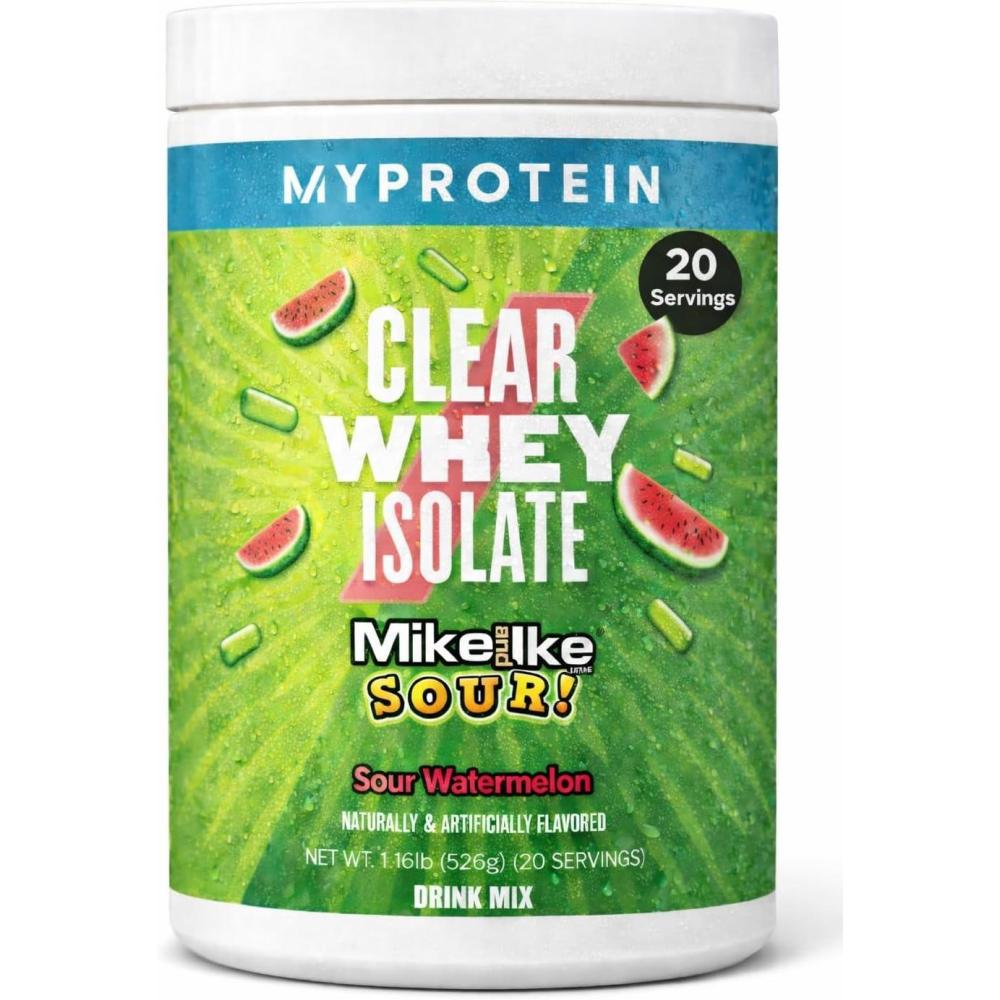 imageMyprotein Clear Whey Isolate Protein Powder 20 Servings 11lbs Fruity Mike and IKE Sour Watermelon Drink Mix 20g Protein per Serving Daily Drink for Superior PerformanceSour Watermelon