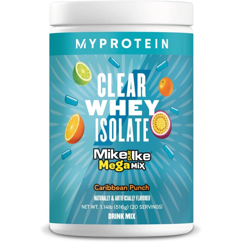 imageMyprotein Clear Whey Isolate Protein Powder 20 Servings 11lbs Fruity Mike and IKE Sour Watermelon Drink Mix 20g Protein per Serving Daily Drink for Superior PerformanceCaribbean Punch