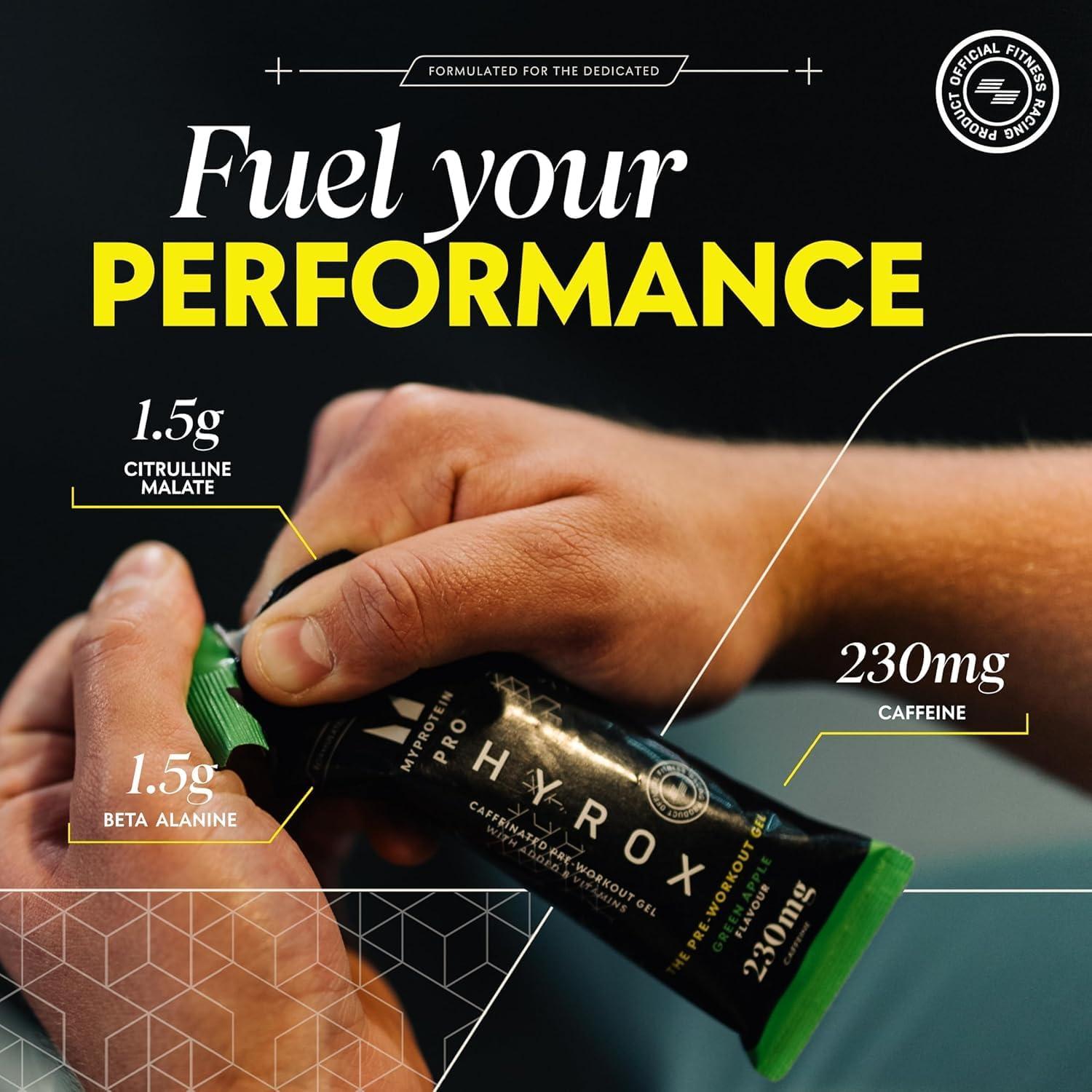 imageMyprotein Pro x HYROX PreWorkout Gel 12 Pack 230mg Caffeine 15g BetaAlanine amp Vitamin B for Improved Stamina amp Reduced Fatigue Endurance Gel for Sports Workout amp HYROX Training Sour CherryCherry