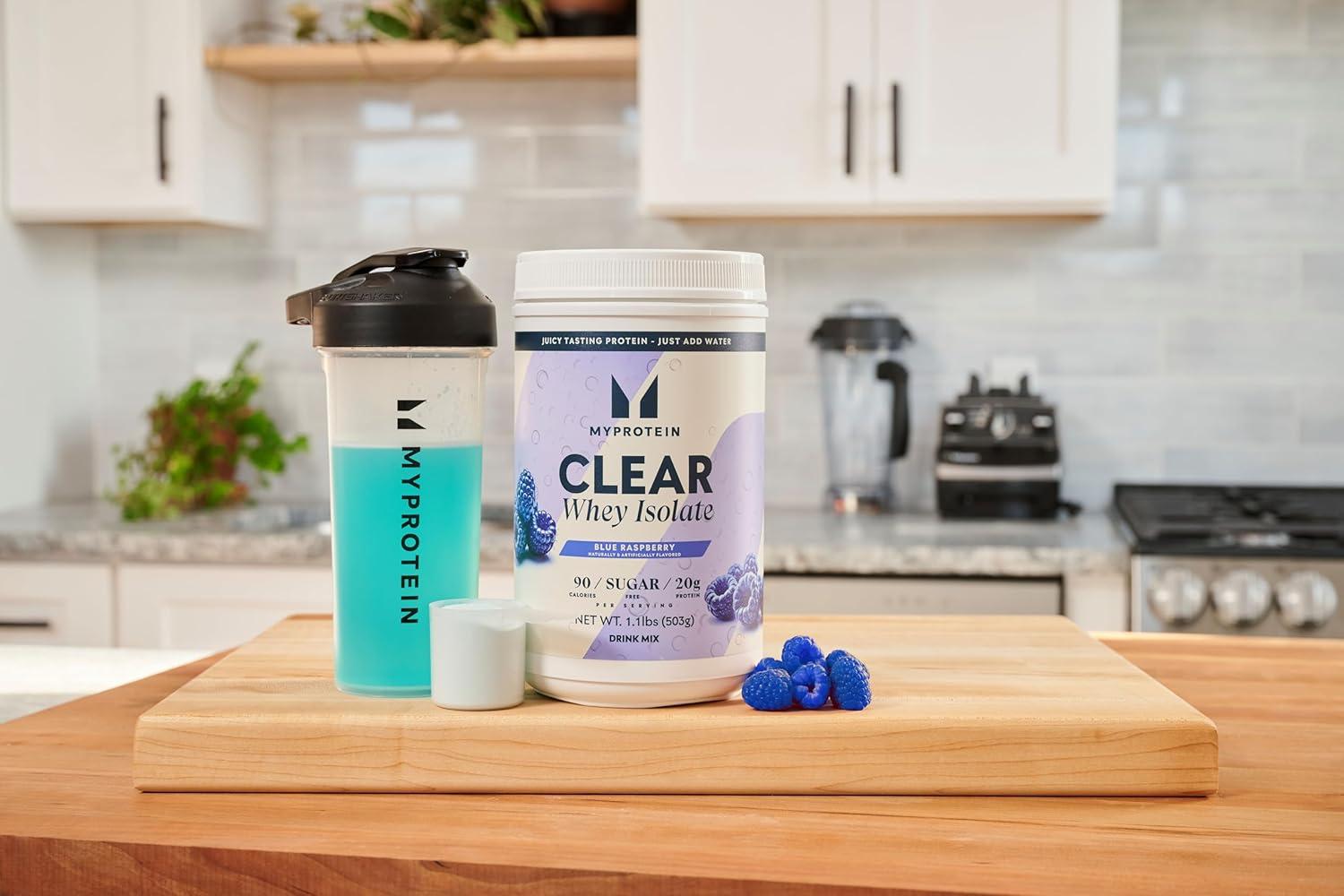 imageMyprotein Clear Whey Isolate Protein Powder Drink Mix 5 Count Variety Pack Sampler Lemonade Tropical Dragonfruit Strawberry 20g Protein Sugar Free Low Calorie Juicy Protein WaterBlue Raspberry