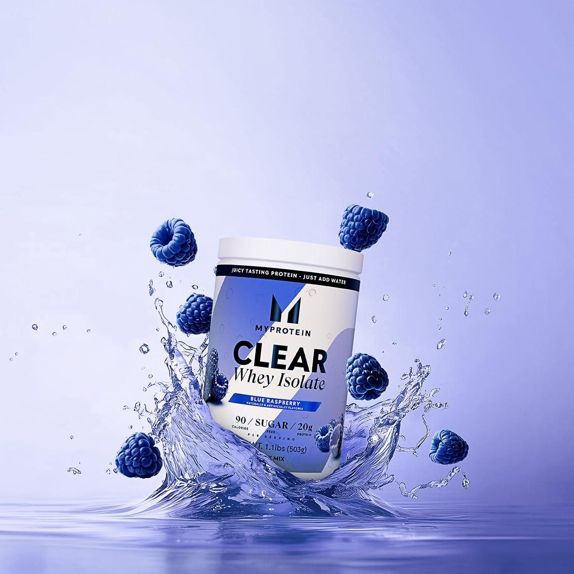 imageMyprotein Clear Whey Isolate Protein Powder Drink Mix 5 Count Variety Pack Sampler Lemonade Tropical Dragonfruit Strawberry 20g Protein Sugar Free Low Calorie Juicy Protein WaterBlue Raspberry