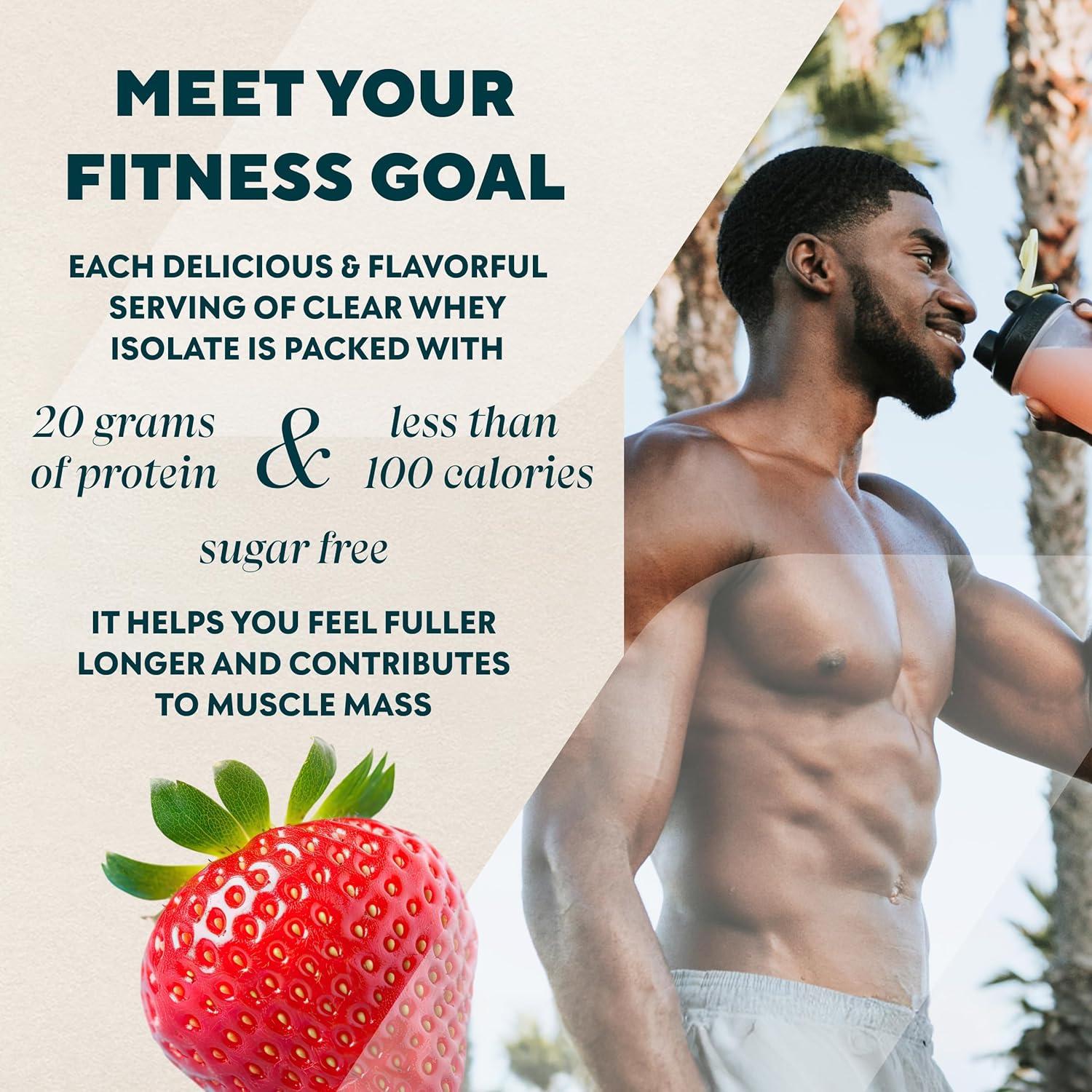 imageMyprotein Clear Whey Isolate Protein Powder Drink Mix 5 Count Variety Pack Sampler Lemonade Tropical Dragonfruit Strawberry 20g Protein Sugar Free Low Calorie Juicy Protein WaterStrawberry