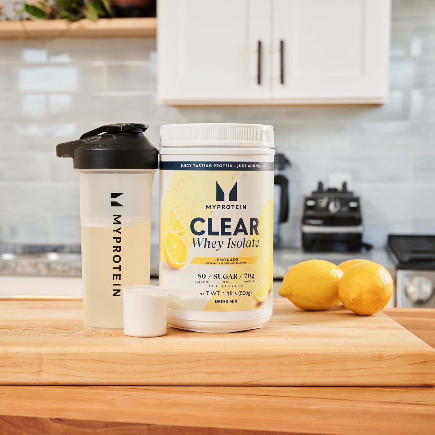 imageMyprotein Clear Whey Isolate Protein Powder Drink Mix 5 Count Variety Pack Sampler Lemonade Tropical Dragonfruit Strawberry 20g Protein Sugar Free Low Calorie Juicy Protein WaterLemonade