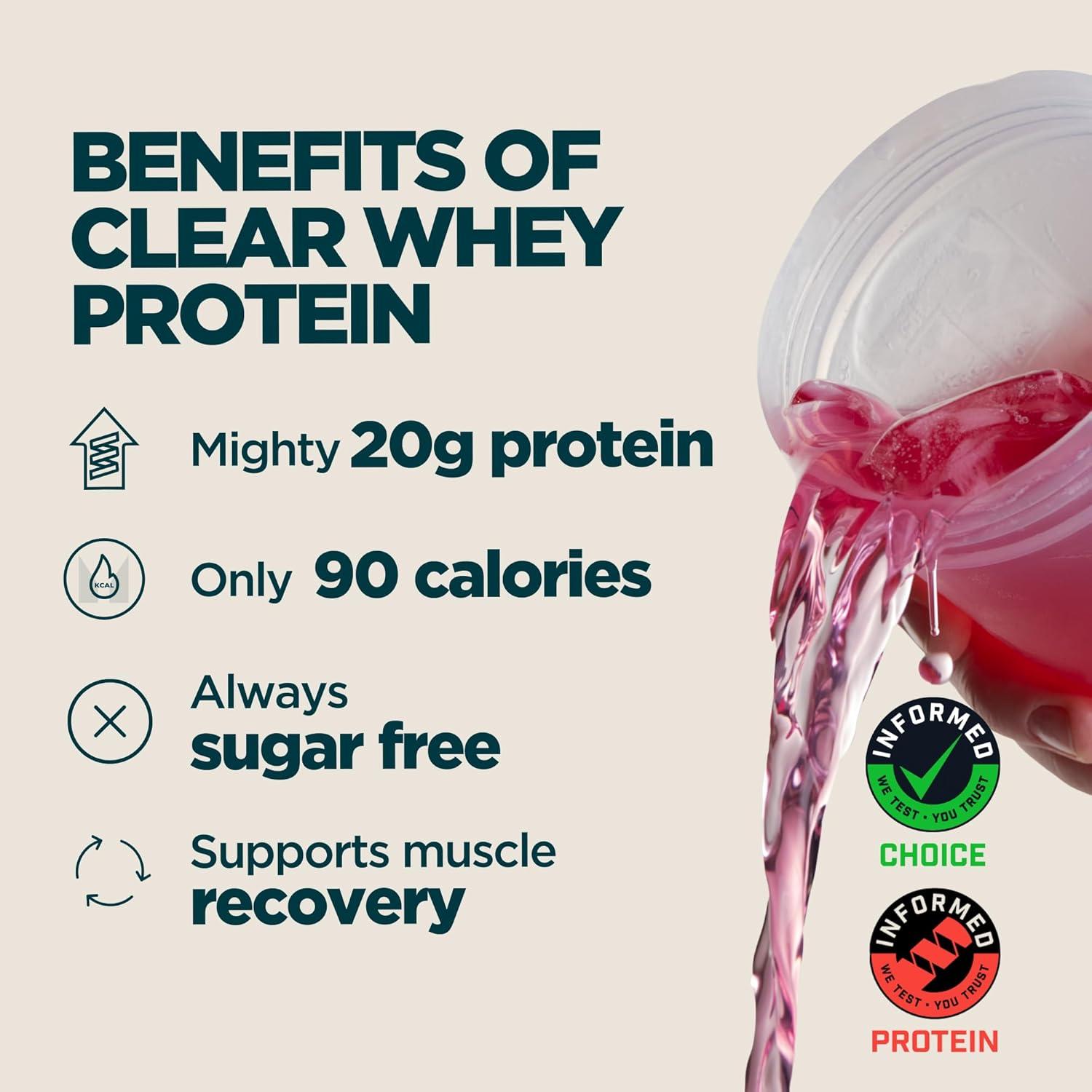 imageMyprotein Clear Whey Isolate Protein Powder Drink Mix 5 Count Variety Pack Sampler Lemonade Tropical Dragonfruit Strawberry 20g Protein Sugar Free Low Calorie Juicy Protein WaterFruit Punch